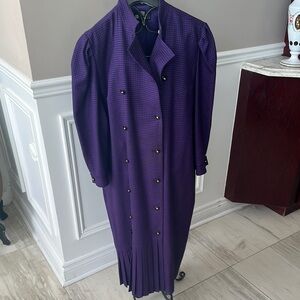 Chic Purple Checkered Long Sleeve  Maxi Dress